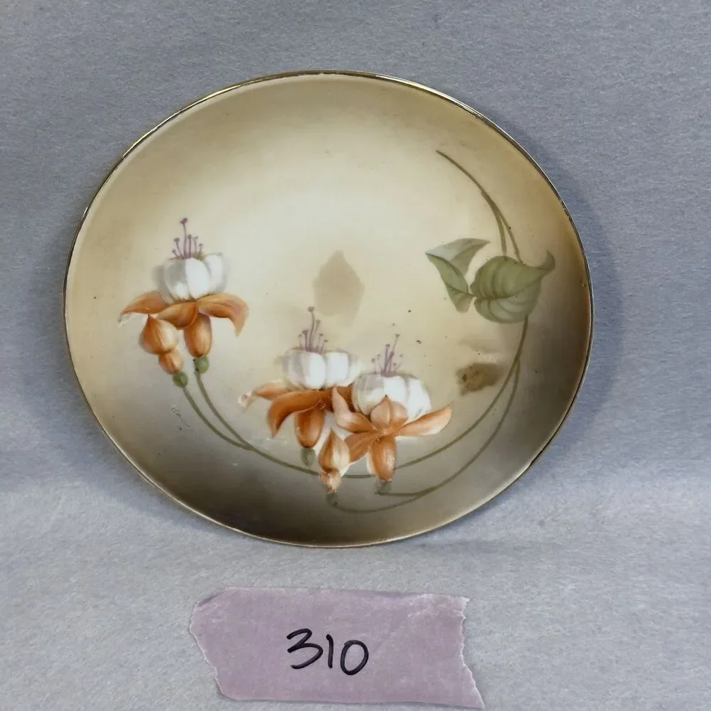 Vintage RS Tillowitz Silesia Porcelain Dessert Plate Floral Gold Rim